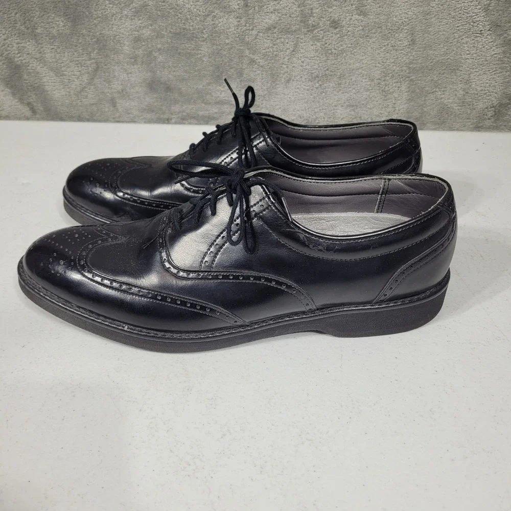 Dexter Oxfords Mens 11M Black Leather Wingtip Made In USA Dress Shoes